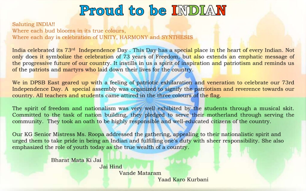 INDEPENDENCE DAY 2019 - DPS BANGALORE